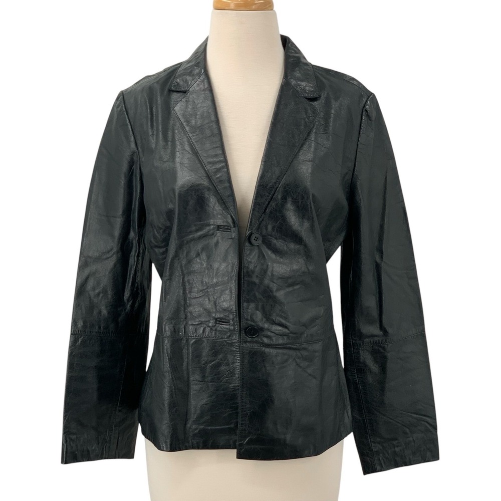 Kenneth Cole NY Women's‎ Black Button Up Leather Lined Blazer/Jacket Size M
